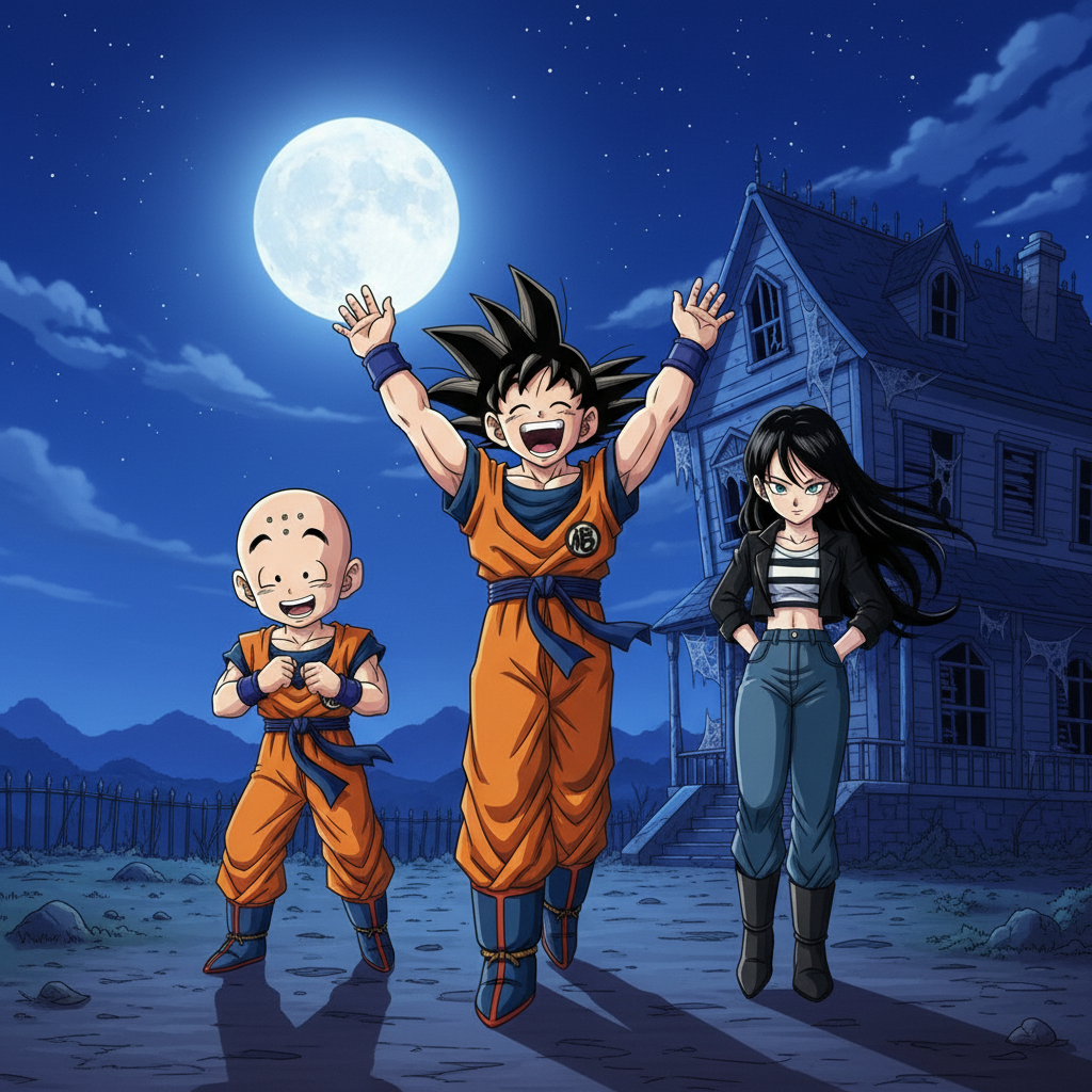 Goku, Krillin, and Android 18's Haunted Mansion Mystery