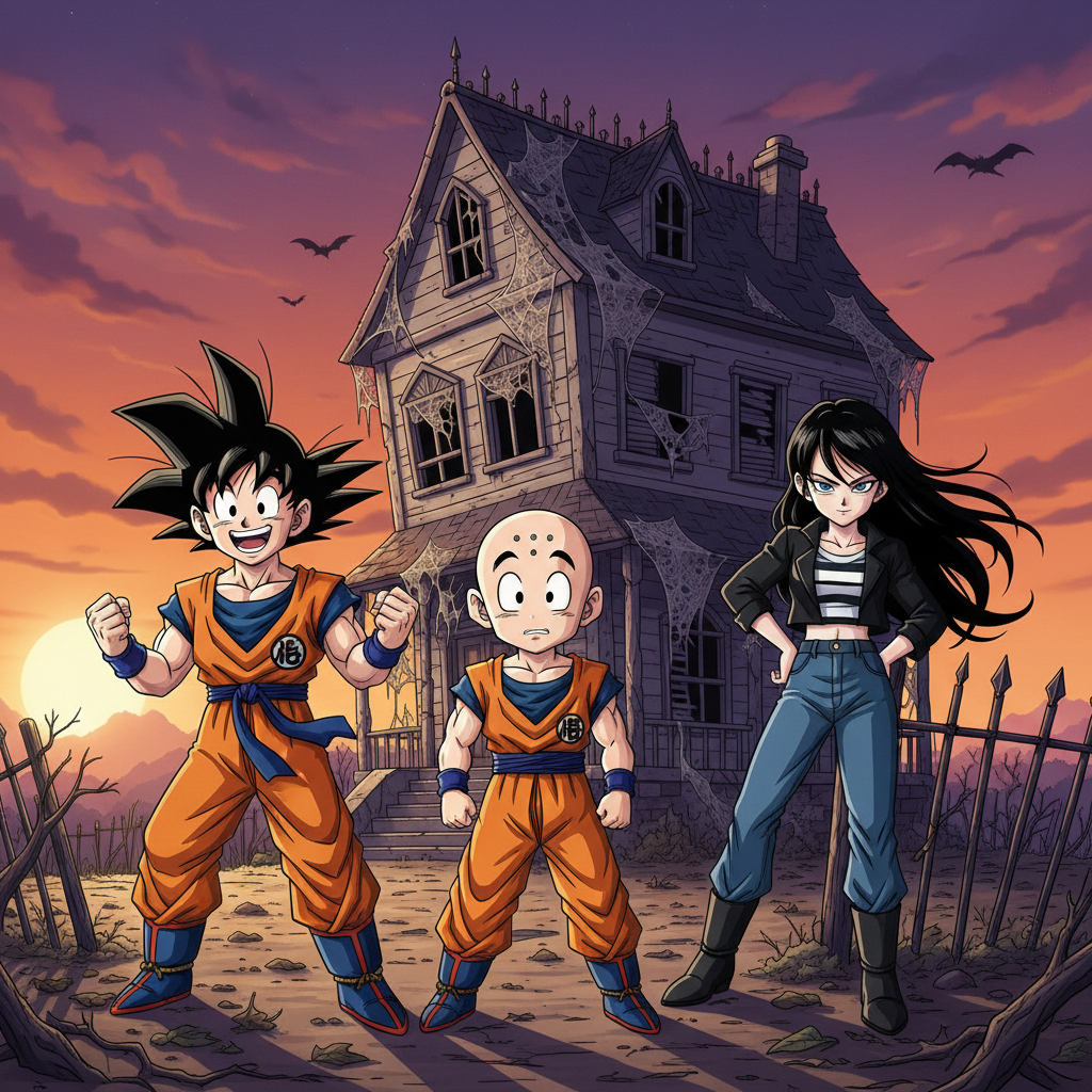 Goku, Krillin, and Android 18's Haunted Mansion Mystery