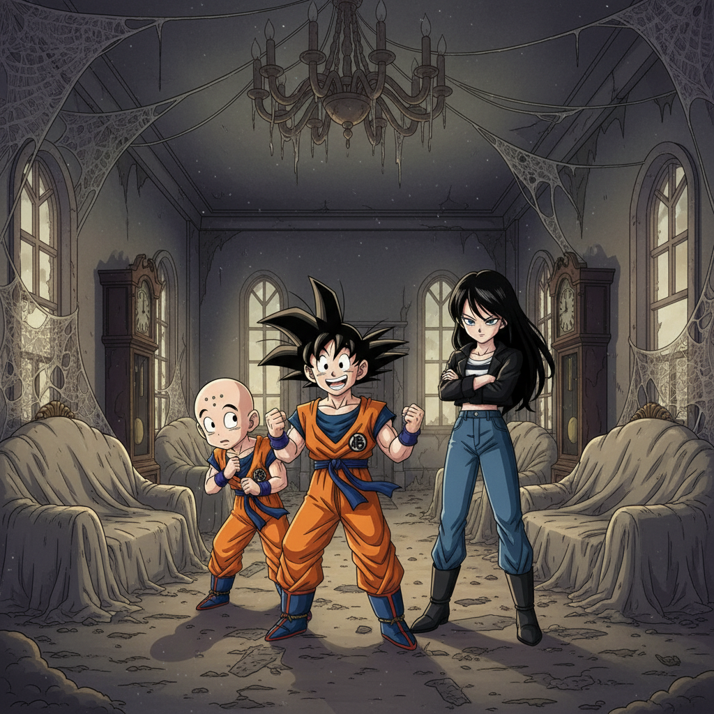 Goku, Krillin, and Android 18's Haunted Mansion Mystery