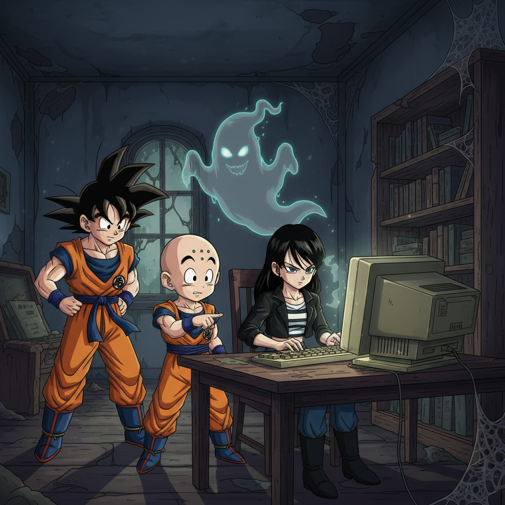 Goku, Krillin, and Android 18's Haunted Mansion Mystery