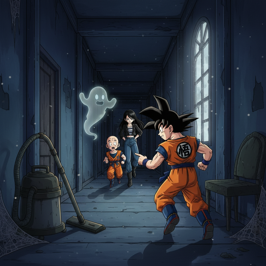 Goku, Krillin, and Android 18's Haunted Mansion Mystery