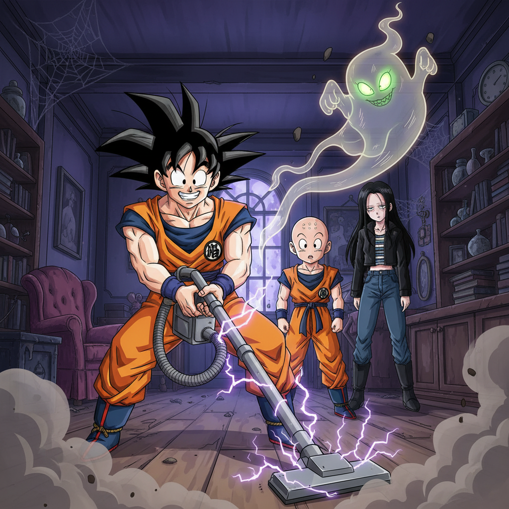 Goku, Krillin, and Android 18's Haunted Mansion Mystery