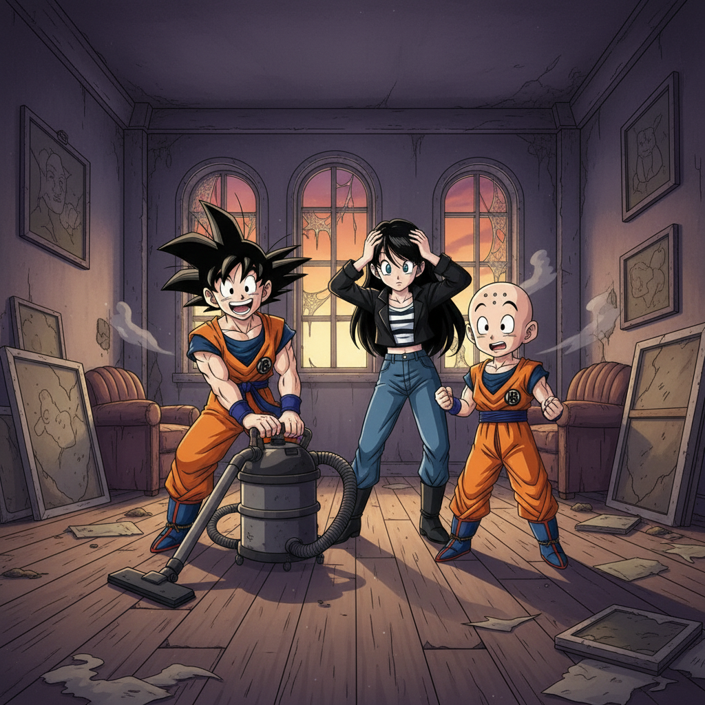 Goku, Krillin, and Android 18's Haunted Mansion Mystery