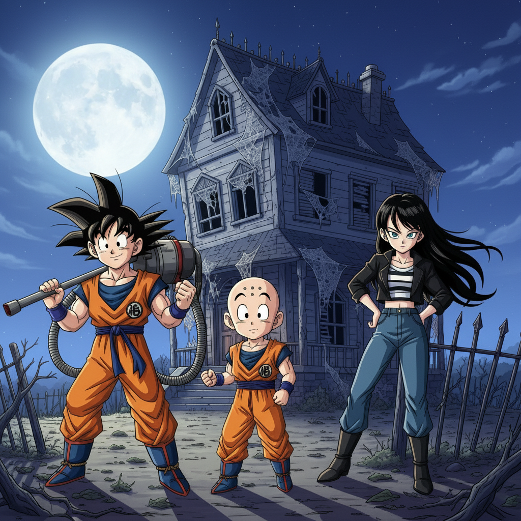 Goku, Krillin, and Android 18's Haunted Mansion Mystery