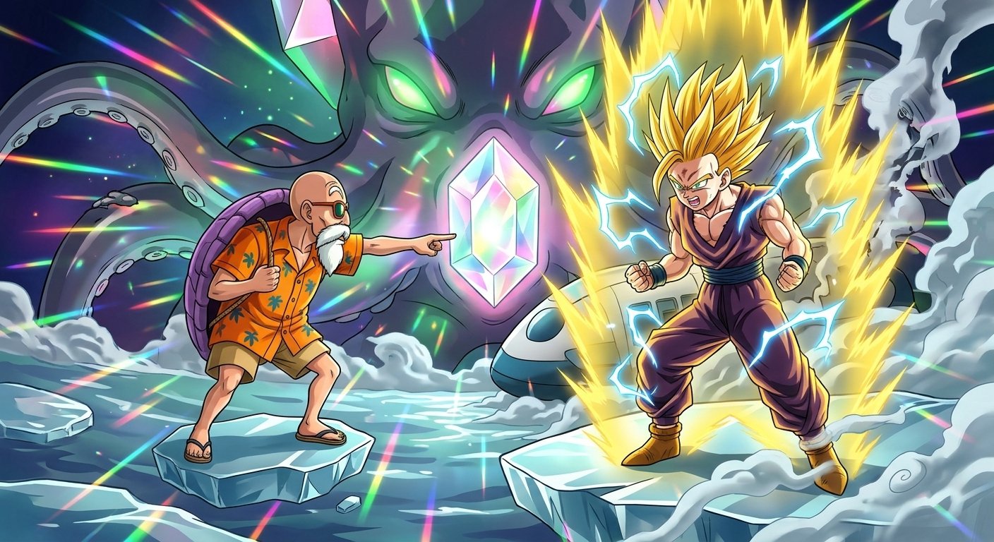 Gohan and Master Roshi in the Prism Realm