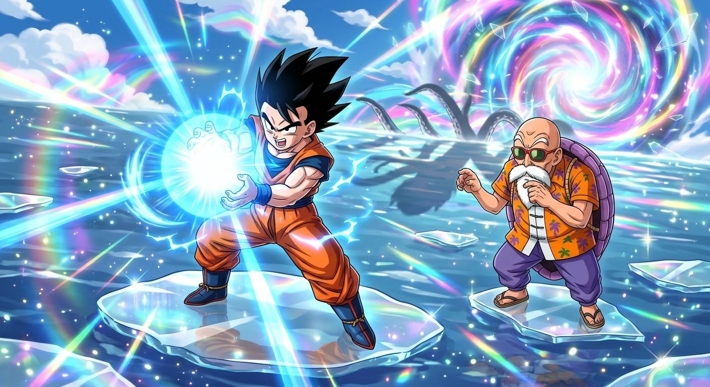Gohan and Master Roshi in the Prism Realm