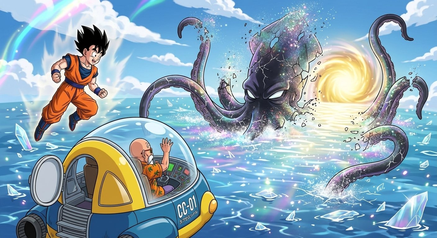 Gohan and Master Roshi in the Prism Realm