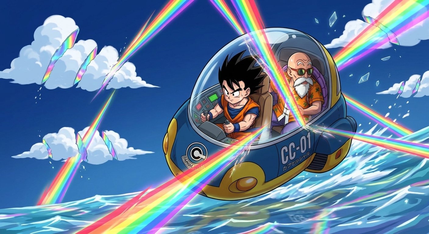 Gohan and Master Roshi in the Prism Realm