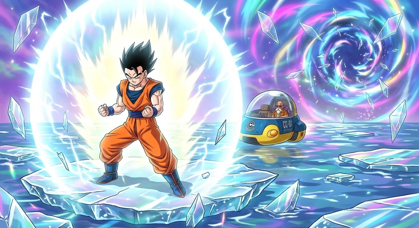 Gohan and Master Roshi in the Prism Realm