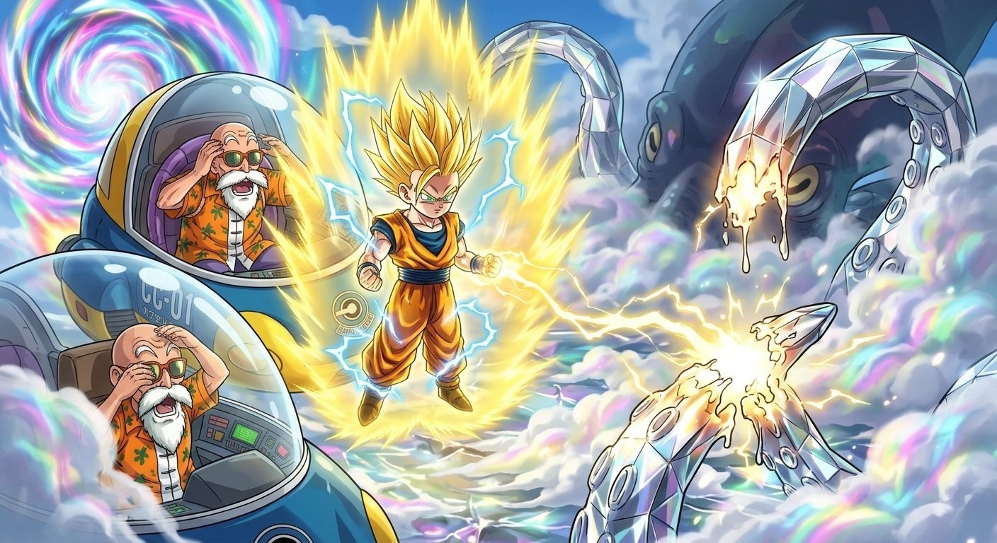 Gohan and Master Roshi in the Prism Realm